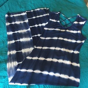 Blue & White Tie Dye Maxi Dress
